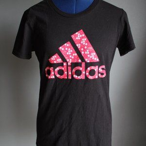 Adidas Amplifier Tee Women's Black/Pink Short Sleeve Logo Tee ~S~